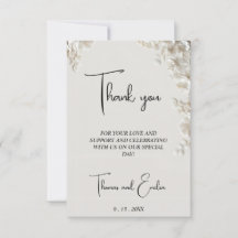 Elegant Ivory floral wedding thank you card