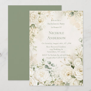 Elegant Ivory Florals Bachelorette Party Invitation