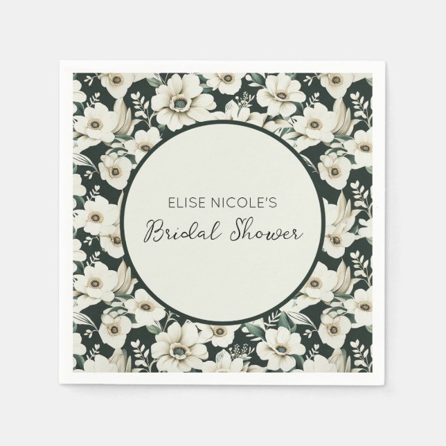 Elegant Ivory Flowers Napkin (Front)