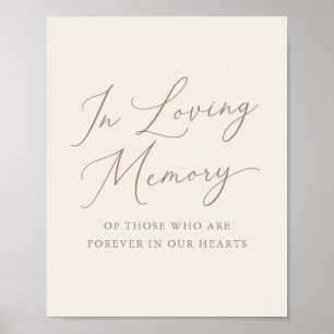 Elegant Ivory Gold Calligraphy In Loving Memory Poster