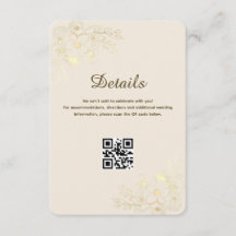 Elegant Ivory Gold Floral QR Code Wedding