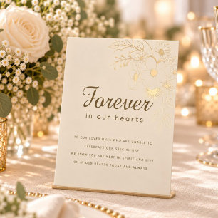 Elegant Ivory Gold Floral Wedding Memorial Sign