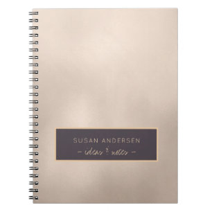 Elegant Ivory Gold Foil Name and Text Personalized Notebook