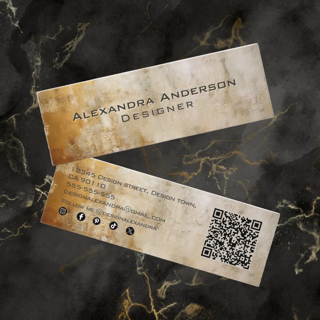 Elegant Ivory Gold Glitter Abstract Professional Mini Business Card (Elegant Ivory Gold Glitter Abstract Professional Mini Business Card)