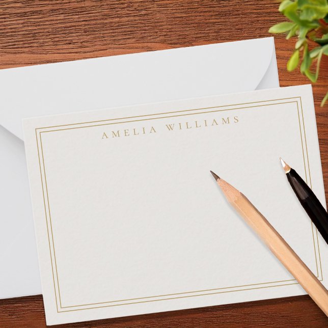 Elegant Ivory Gold Minimalist Two Border Card (Creator Uploaded)