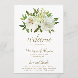 Elegant Ivory Gold Neutral Floral Wedding Program