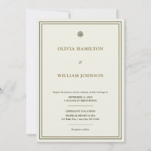 Elegant Ivory Gold Palm Wedding Invitation