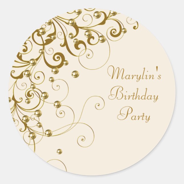 Elegant Ivory Gold Swirl Stickers (Front)
