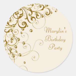 Elegant Ivory Gold Swirl Stickers