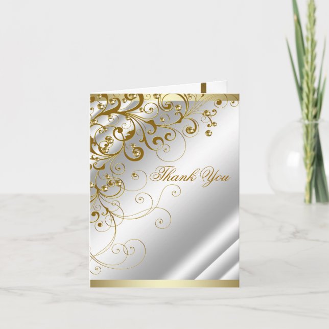 Elegant Ivory Gold Swirl Thank You (Front)