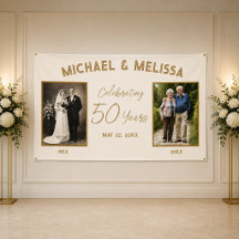 Elegant Ivory Gold Then & Now 50th Anniversary