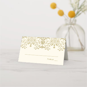 Elegant Ivory Gold Vintage Glamour Wedding Place Card