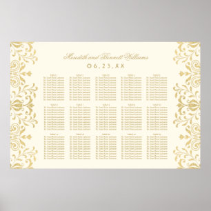 Elegant Ivory Gold Vintage Glamour Wedding Seating Poster