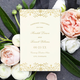 Elegant Ivory Gold Vintage Wedding Programs