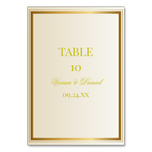 Elegant Ivory & Gold Wedding Table Number Card