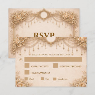 Elegant Ivory gothic Wedding RSVP Card