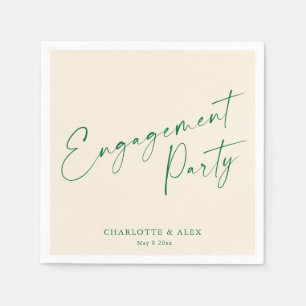 Elegant Ivory Green Calligraphy Engagement Party Napkin