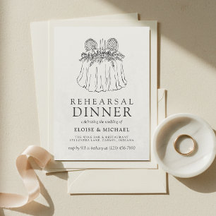 Elegant Ivory Hand Drawn Illustration Rehearsal Invitation