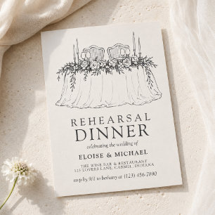 Elegant Ivory Hand Drawn Illustration Rehearsal Invitation