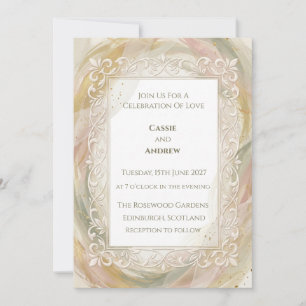 Elegant Ivory Lace Border Wedding Invitation