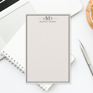 Elegant Ivory Minimalist Three Letter Monogram Stationery