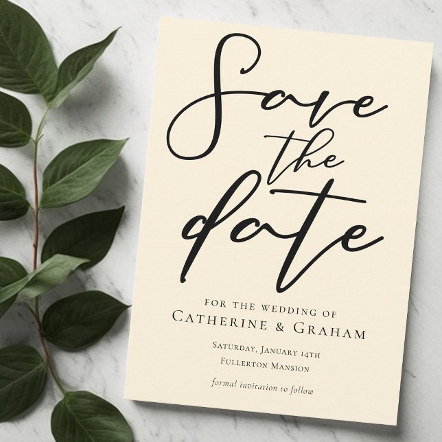 Elegant Ivory Minimalist Typography Save The Date (Creator Uploaded)