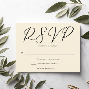 Elegant Ivory Minimalist Typography Wedding RSVP Card
