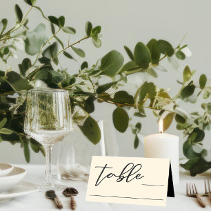 Elegant Ivory Minimalist Typography Wedding Table Place Card