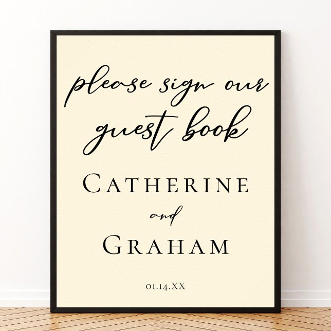 Elegant Ivory Minimalist Wedding Guest Book Poster (Creator Uploaded)