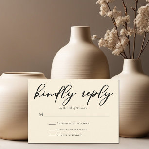 Elegant Ivory Minimalist Wedding Kindly Reply RSVP Card