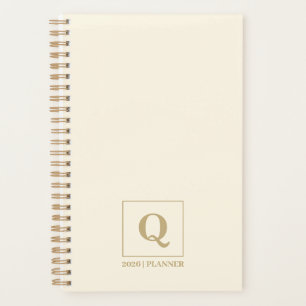 Elegant Ivory monogram Planner   Custom Gift