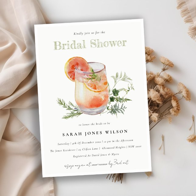 Elegant Ivory Orange Green Cocktail Bridal Shower  Invitation (Creator Uploaded)