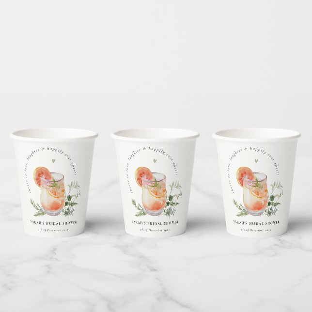Elegant Ivory Orange Green Cocktail Bridal Shower  Paper Cups (Multi)