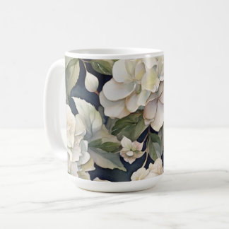 Elegant ivory pink green navy watercolor floral coffee mug