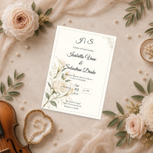 Elegant Ivory Rose Wedding Invitation