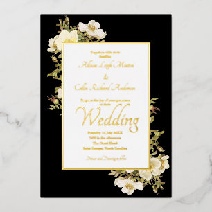 Elegant Ivory Roses Black Lux