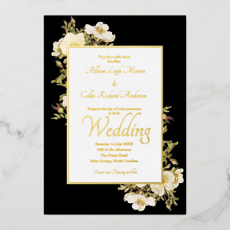 Elegant Ivory Roses Black Lux