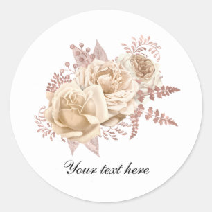 Elegant Ivory roses customizable Classic Round Sticker