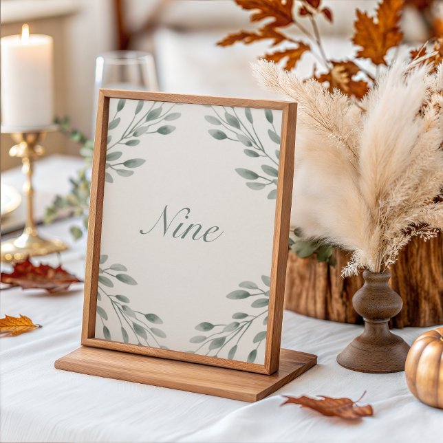 Elegant Ivory & Sage Fall Botanical Table Numbers (Creator Uploaded)