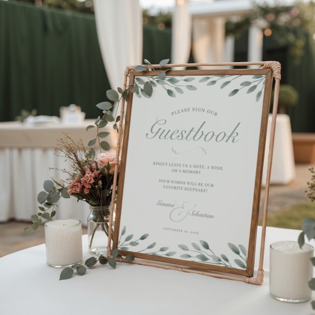 Elegant Ivory & Sage Fall Wedding Guestbook Print (Creator Uploaded)