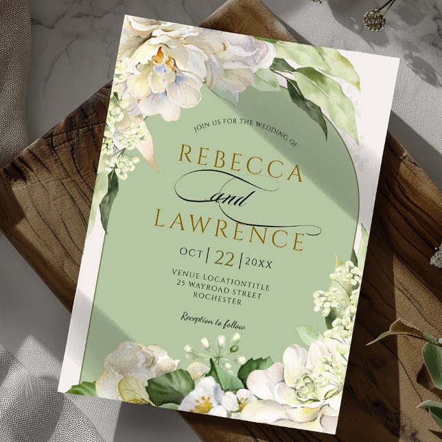 Elegant ivory sage floral wedding invitation (Creator Uploaded)