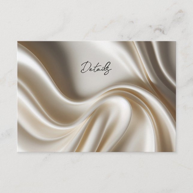 Elegant ivory satin wedding details card (Front)