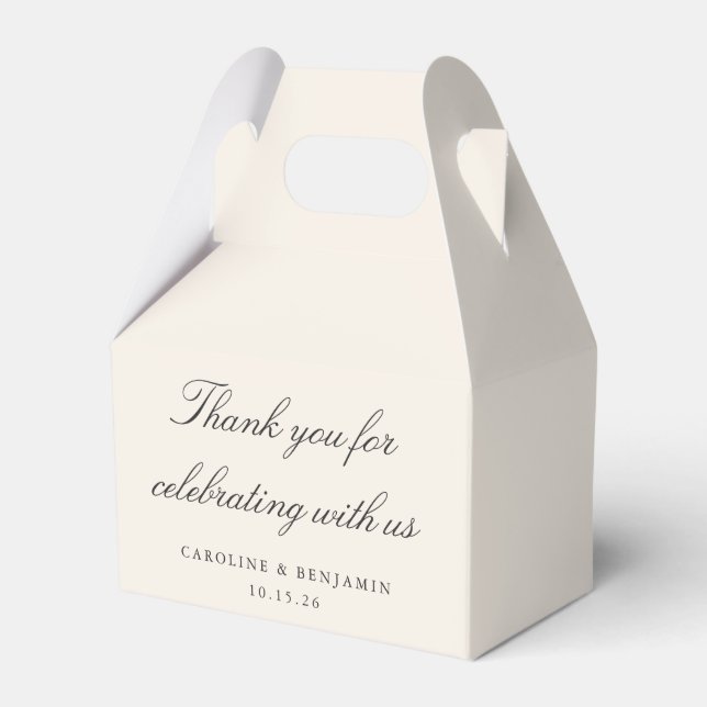 Elegant Ivory Script Wedding Custom Thank You  Favor Box (Front Side)