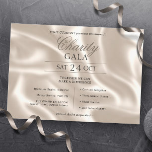 Elegant Ivory Silk Company Charity Gala Invitation