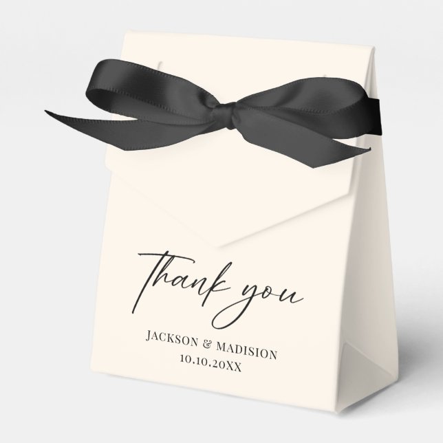 Elegant Ivory Thank You Wedding Favor Box (Front Side)
