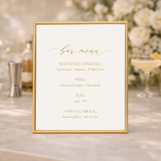 Elegant Ivory Wedding Bar Menu Sign