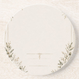 Elegant Ivory Wedding Invitation with Champagne Coaster