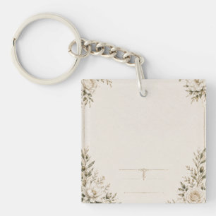 Elegant Ivory Wedding Invitation with Champagne  Keychain