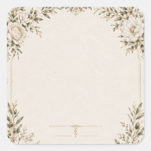 Elegant Ivory Wedding Invitation with Champagne  Square Sticker