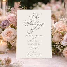 Elegant Ivory Wedding Invitation with Pattern Back
